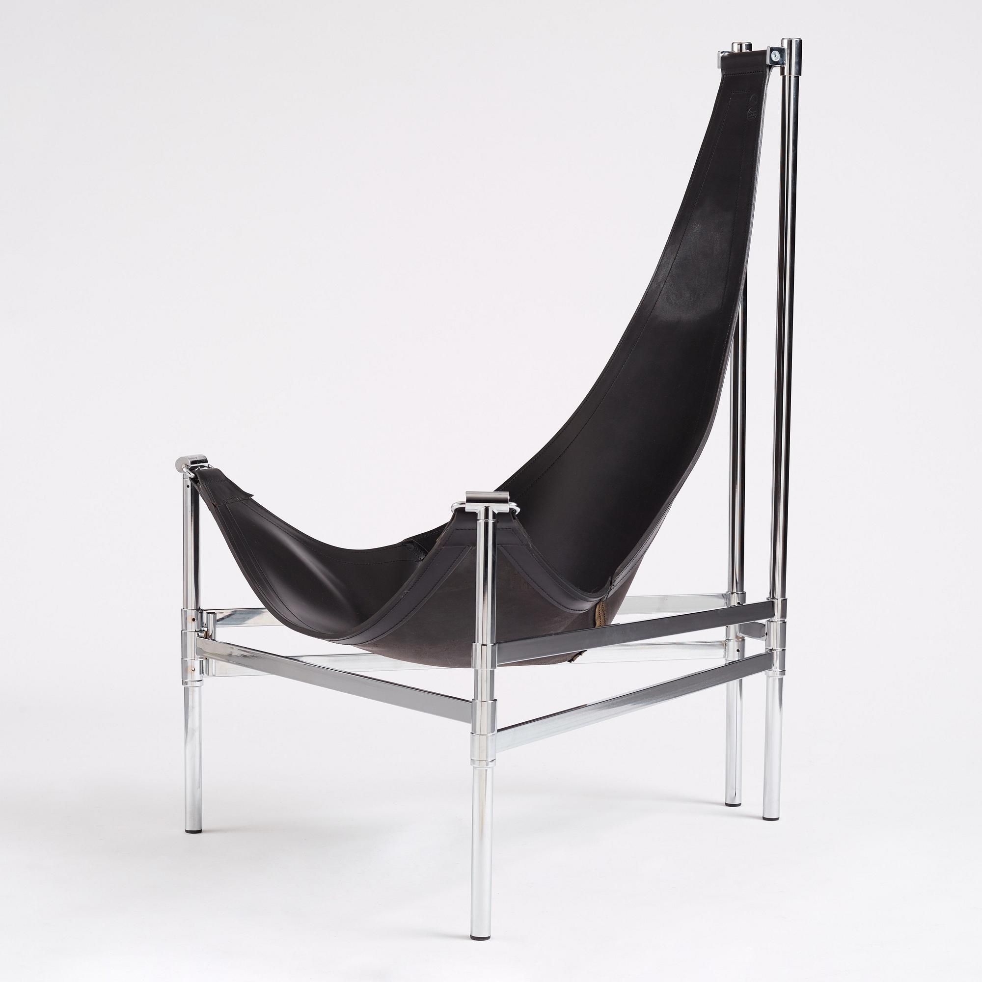 Lars and Christina Andersson, a black leather 'Inka' chair, Sweden 1980s.