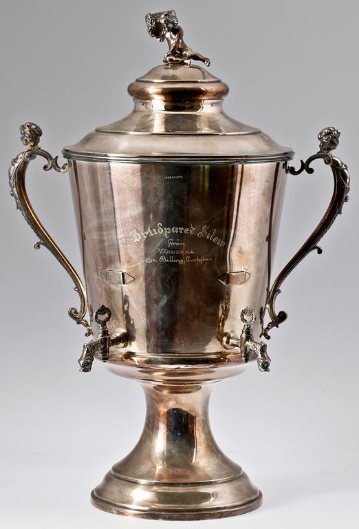 BRÄNNVINSCISTERN, nysilver, CR Carlström, omkring 1900.