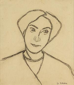 AGNES CLEVE, crayon on paper. Signed with stamp A Cleve.