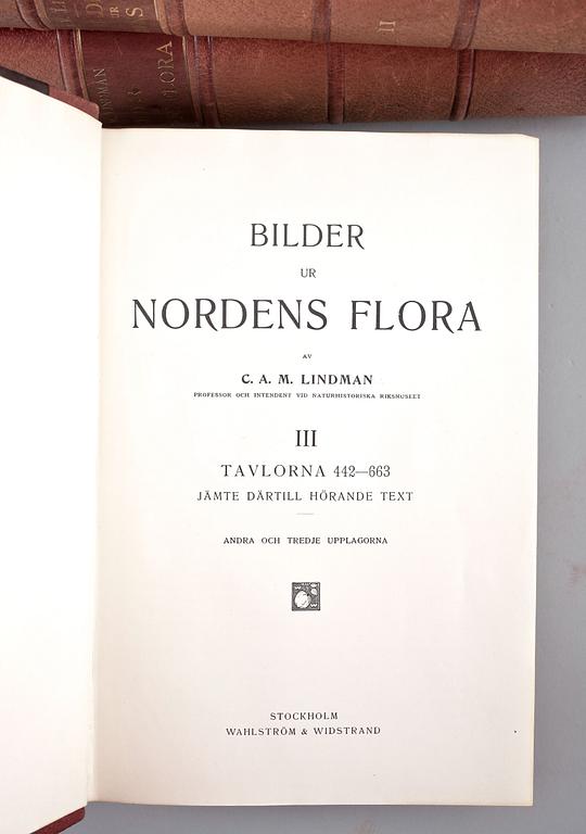 BOK, 3 vol, "Bilder ur Nordens Flora", I-III, CAM Lindman, Stockholm 1922-26.