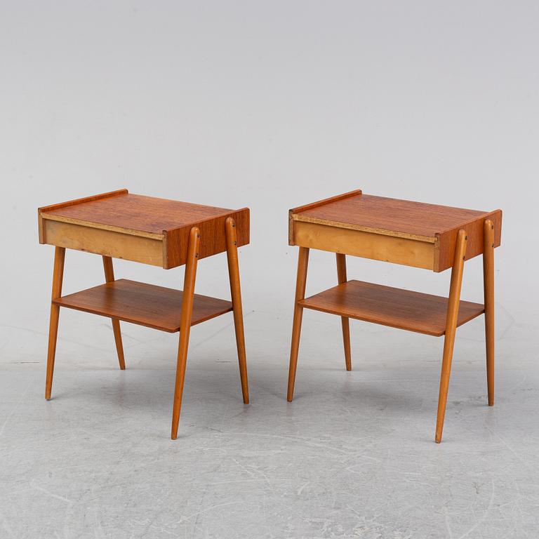 Sängbord, ett par, teak, Carlström & Co, Bjärum, 1950/60-tal.