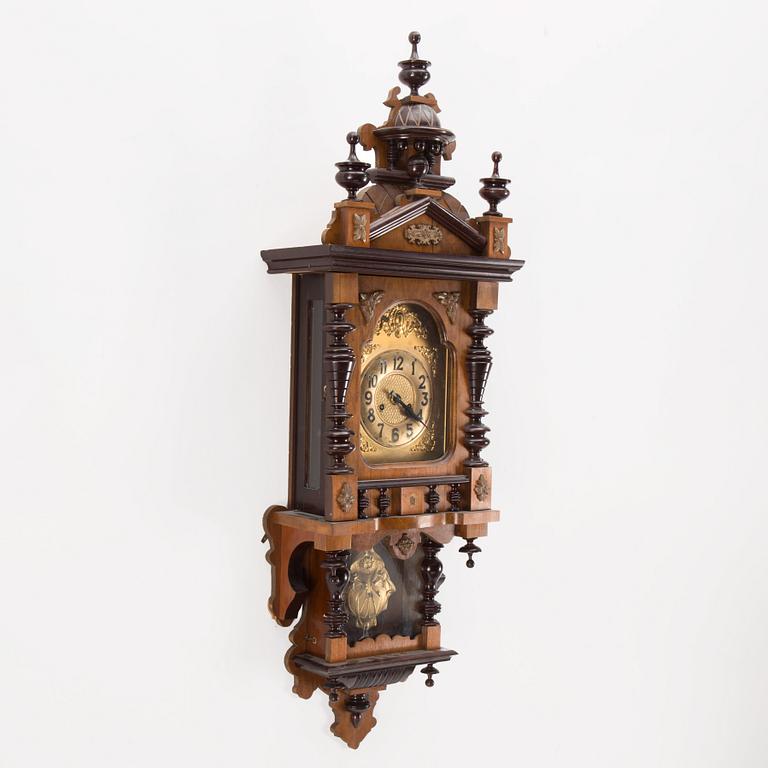 A mahogany wall clock, c. 1900.