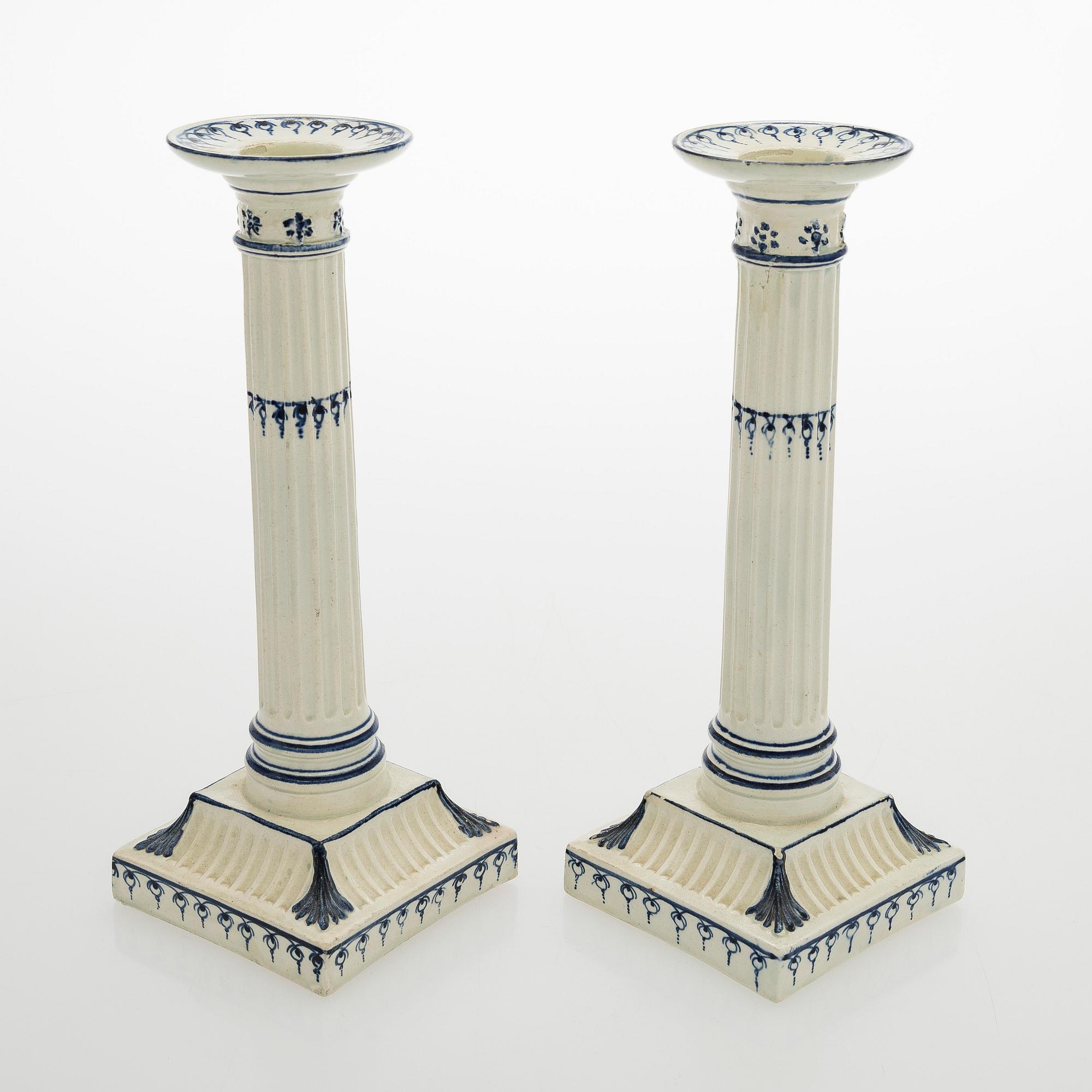 Wedgwood, ljusstakar, ett par, flintgods, tidigt 1800-tal.