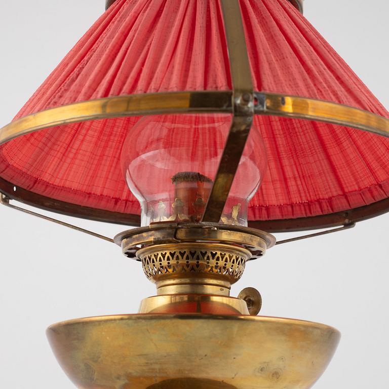 A Brass Table Karosene Lamp, Böhlmarks, Sweden, first quarter of the 20th Century.