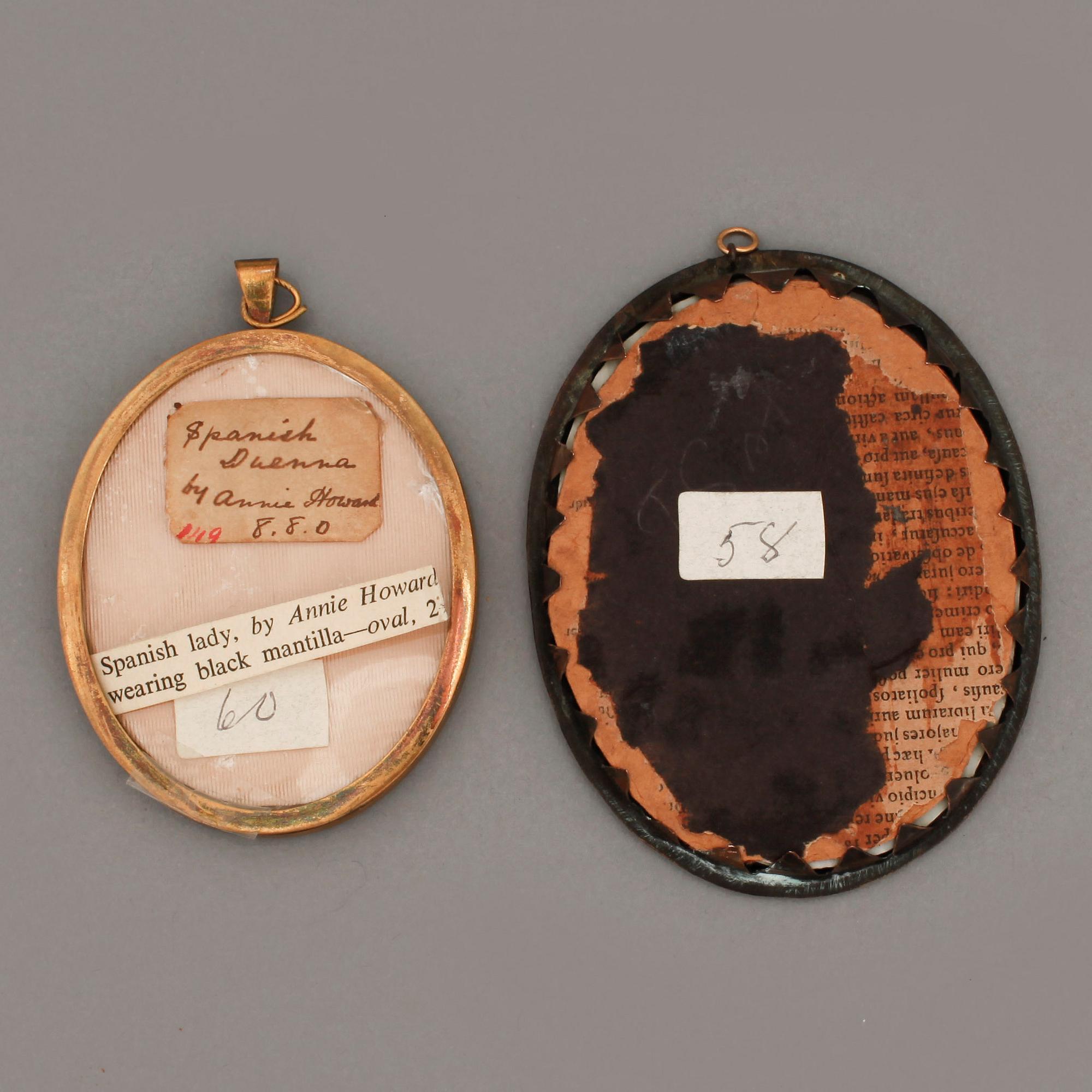 MINIATYRER, 2 st. bland annat Annie Howard, 18/1900-tal.