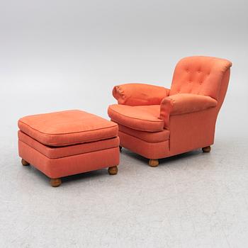 Josef Frank, Armchair with footstool, model 336, Svenskt Tenn.