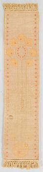An early  Finnish long pile ryijy rug. Circa 180 x 43 cm.
