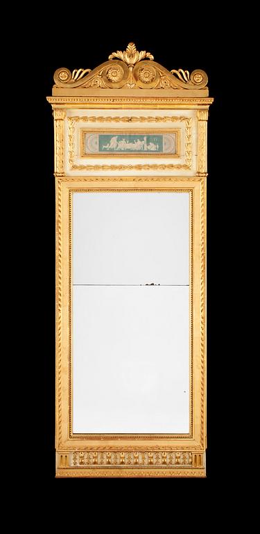 A late Gustavian late 18th century mirror in the manner of P. Ljung.