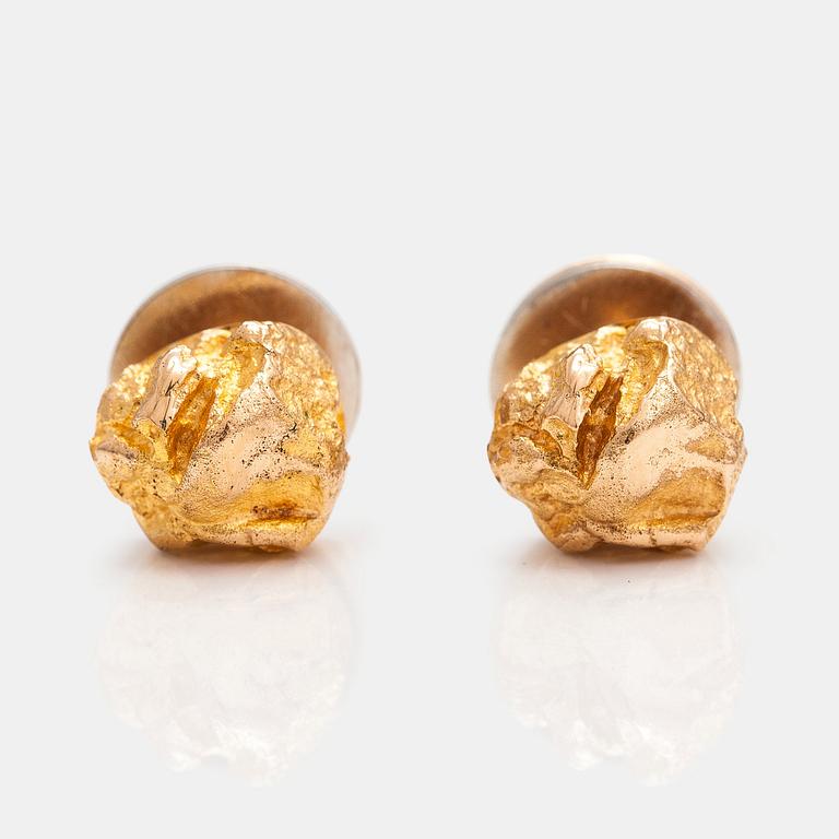 Björn Weckström, Knappar till frackskjorta "Nugget", 14K guld, silver. Lapponia 1967.