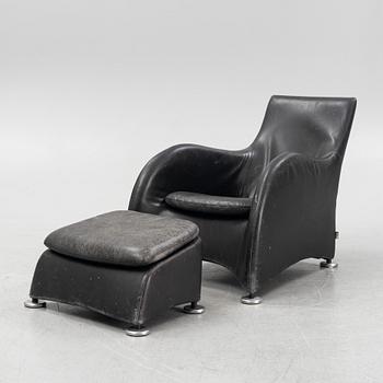 Gerard Van Der Berg, armchair with footstool, "Loge" for Montis Netherlands late 20th Century.