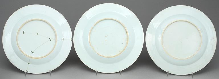 TALLRIKAR, 7 st, kompaniporslin, Kina, Qianlong 1736-95.