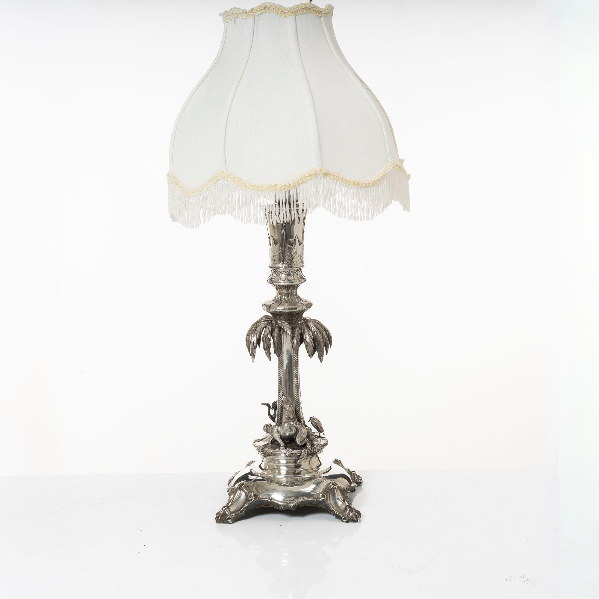 Gustaf Adolf Cedergren, bordslampa, silver, Stockholm 1886.
