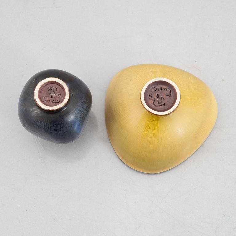 Berndt Friberg, a stoneware vase and a bowl, Gustavsbergs Studio 1972-74.