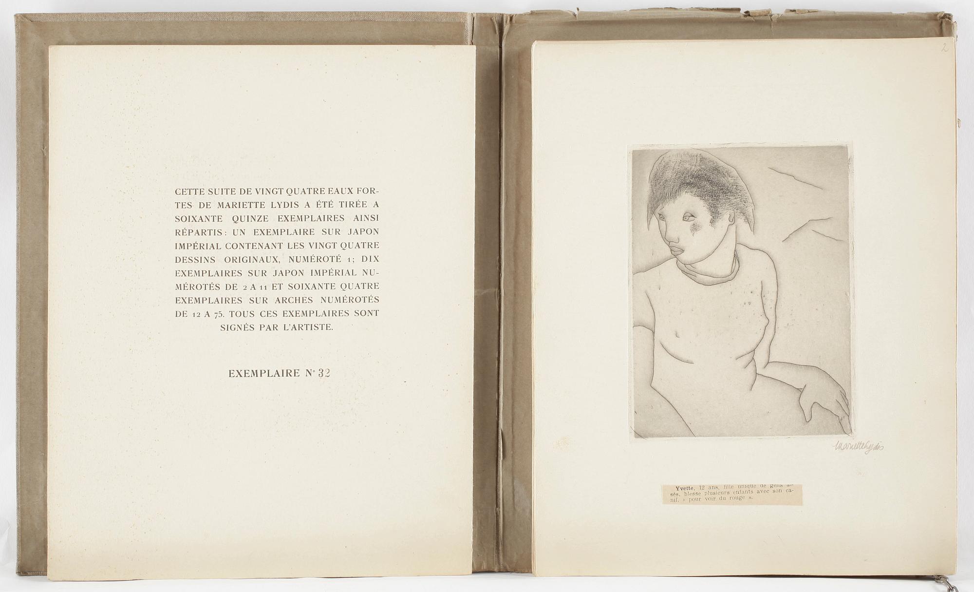 MARIETTE LYDIS, mapp med 19st etsningar, 1927, signerade.