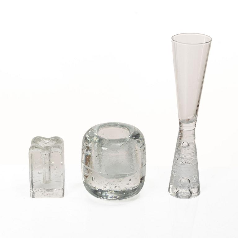 Timo Sarpaneva, Ljusstakar, 5 st, samt champagneglas, "Arkipelago", Iittala.
