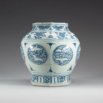 A blue and white jar, Ming dynasty, 16th Century.
