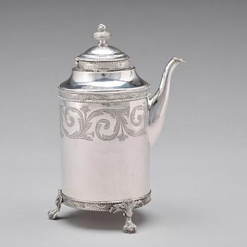 A Swedish late 18th century silver coffee-pot, mark of J. Henrik Frodell, Stockholm 1797.