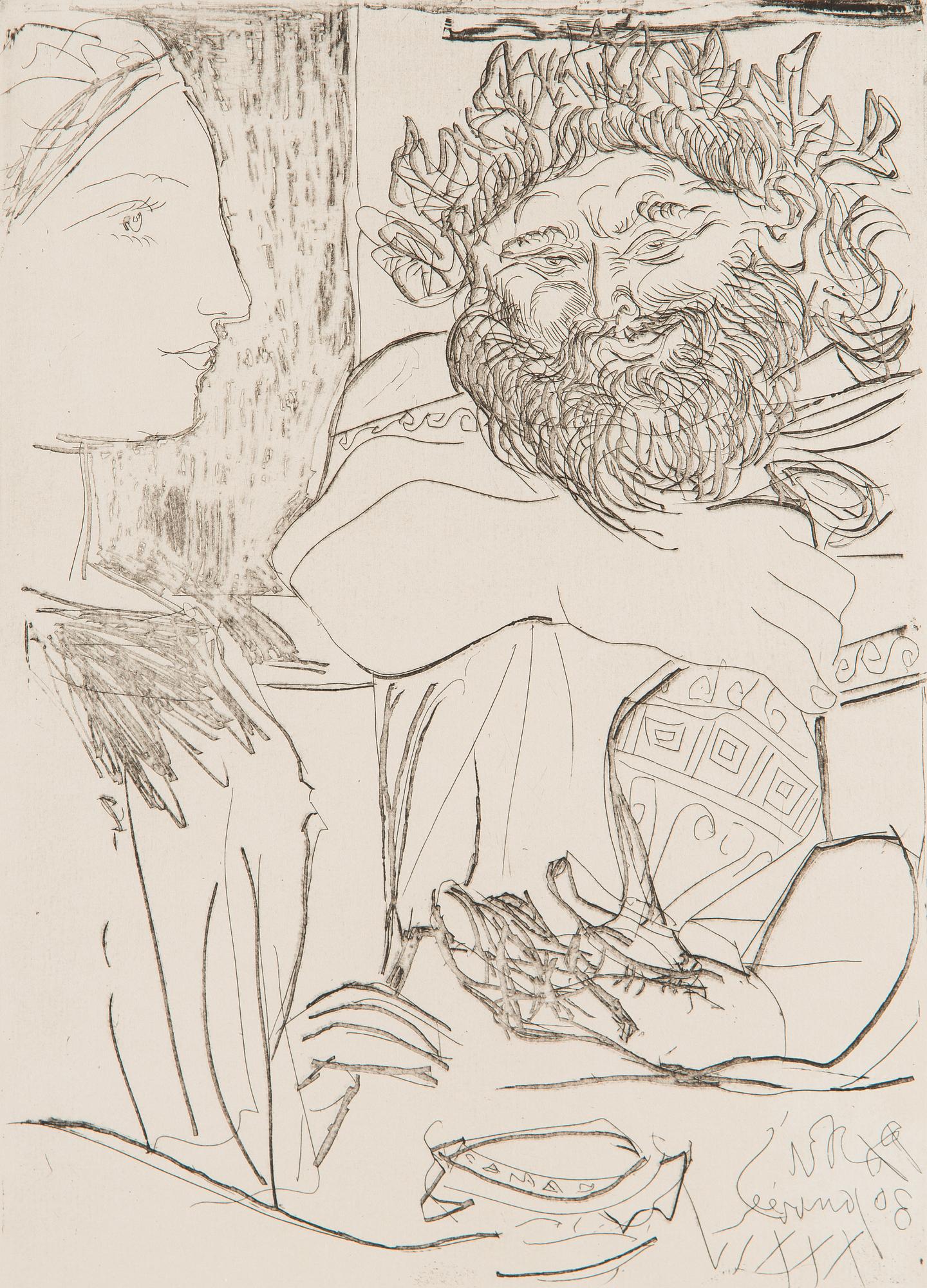 Pablo Picasso, "Bacchus et Femme de Profil".