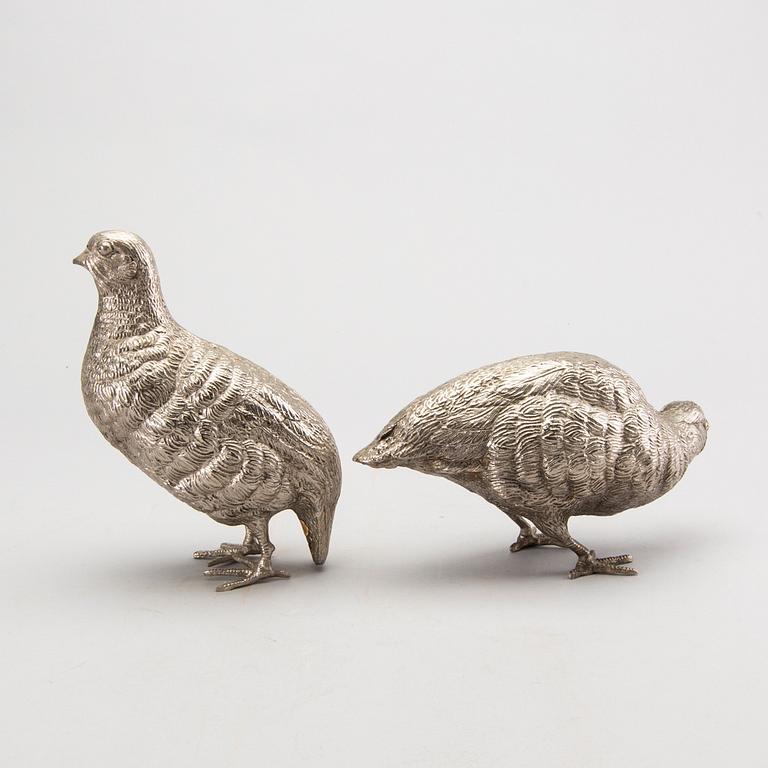 A pair of mid 20th century Italian table decorations in metal.