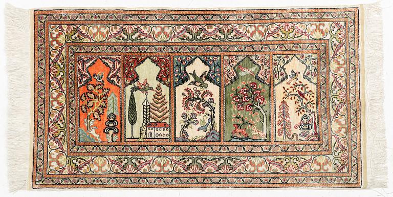 Rug, silk Kaysari, approx. 116 x 63 cm.