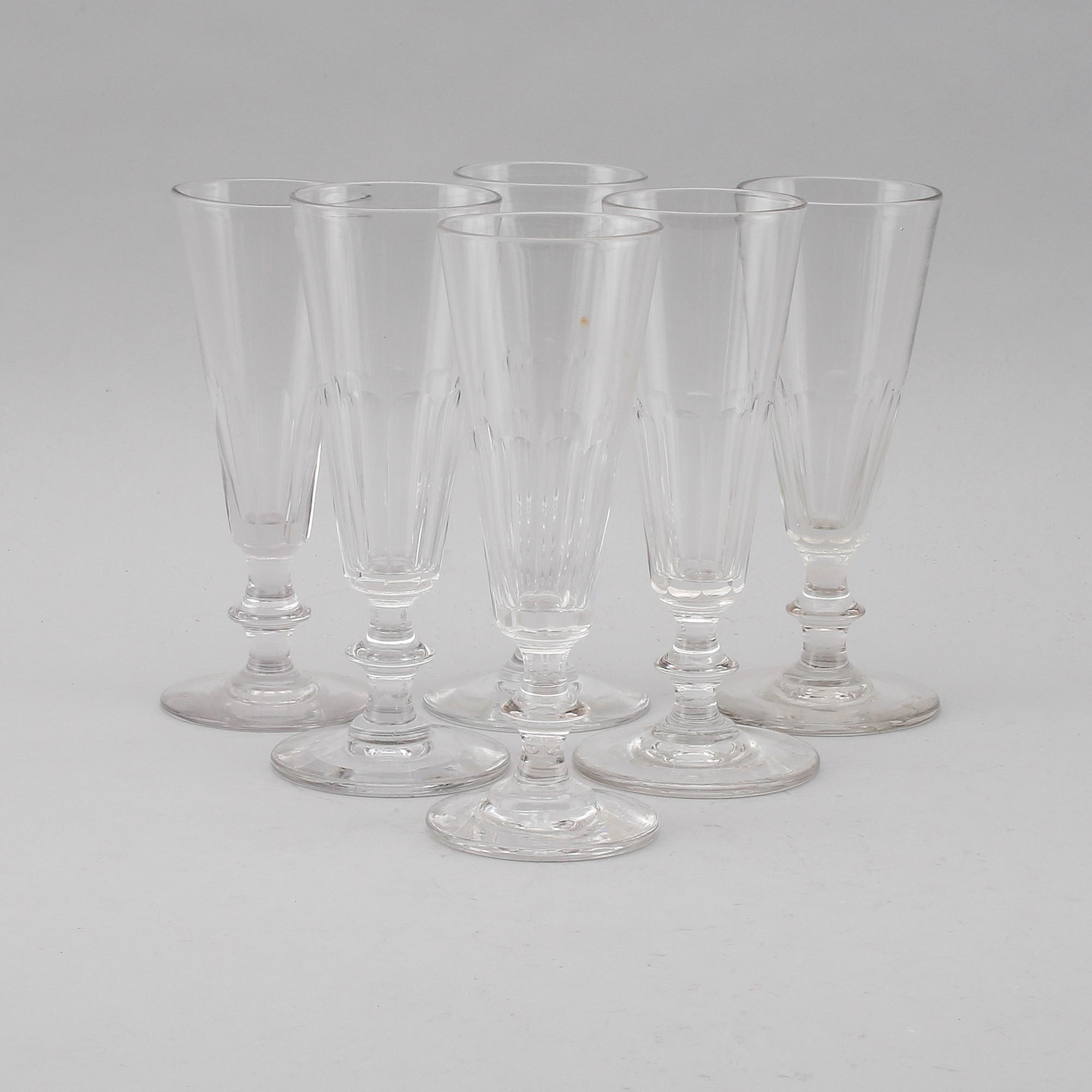 CHAMPAGNESTRUTAR, 6 st, glas, 1800-talets andra hälft.