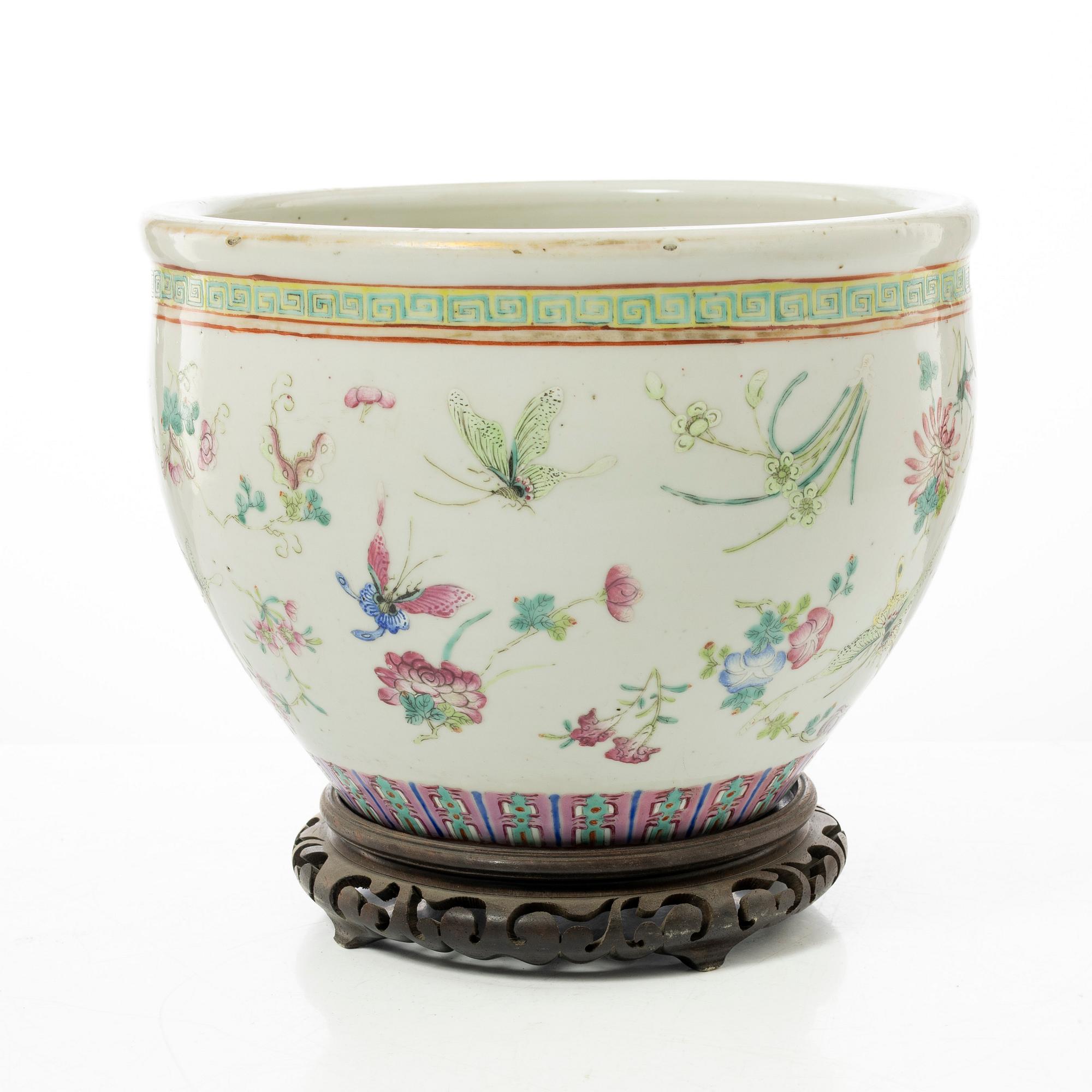 Ytterfoder/fiskbassäng, porslin, Kina, sen Qingdynasti.