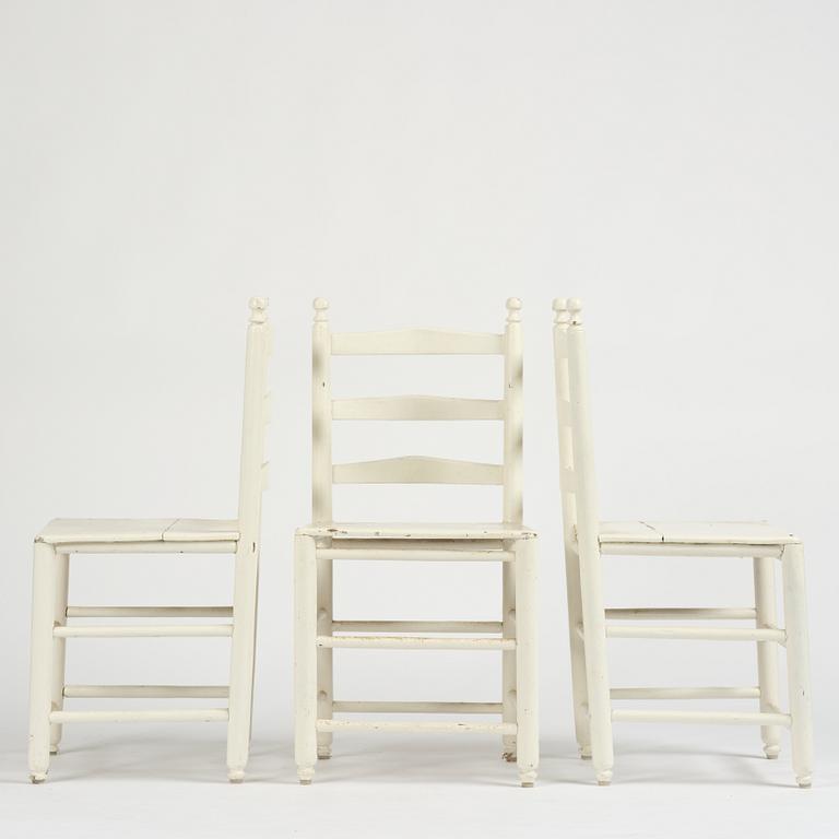 A set of three Gustavian ladderback chairs, late 18th/ early 19th century.