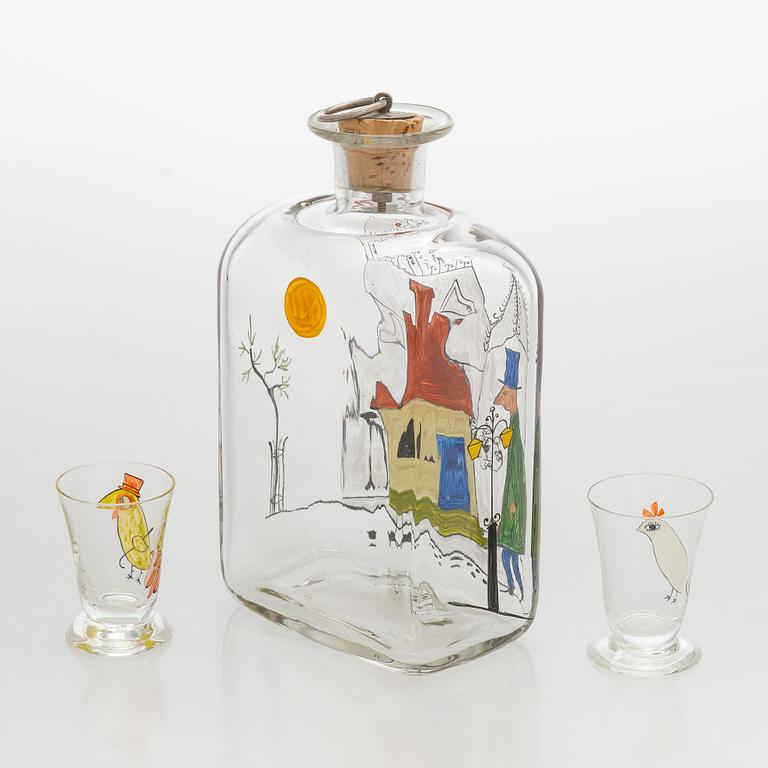 Tapio Wirkkala, A liquor bottle with ten shot glasses, Iittala 1948.