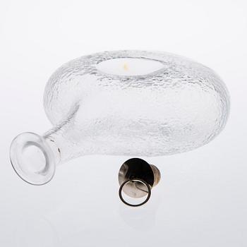 KORKILLINEN LASIPULLO, "Erikoiskonjakkipullo Gognac vieux 0138", Tapio Wirkkala, sign. ja numeroitu 1051-2000, Iittala.