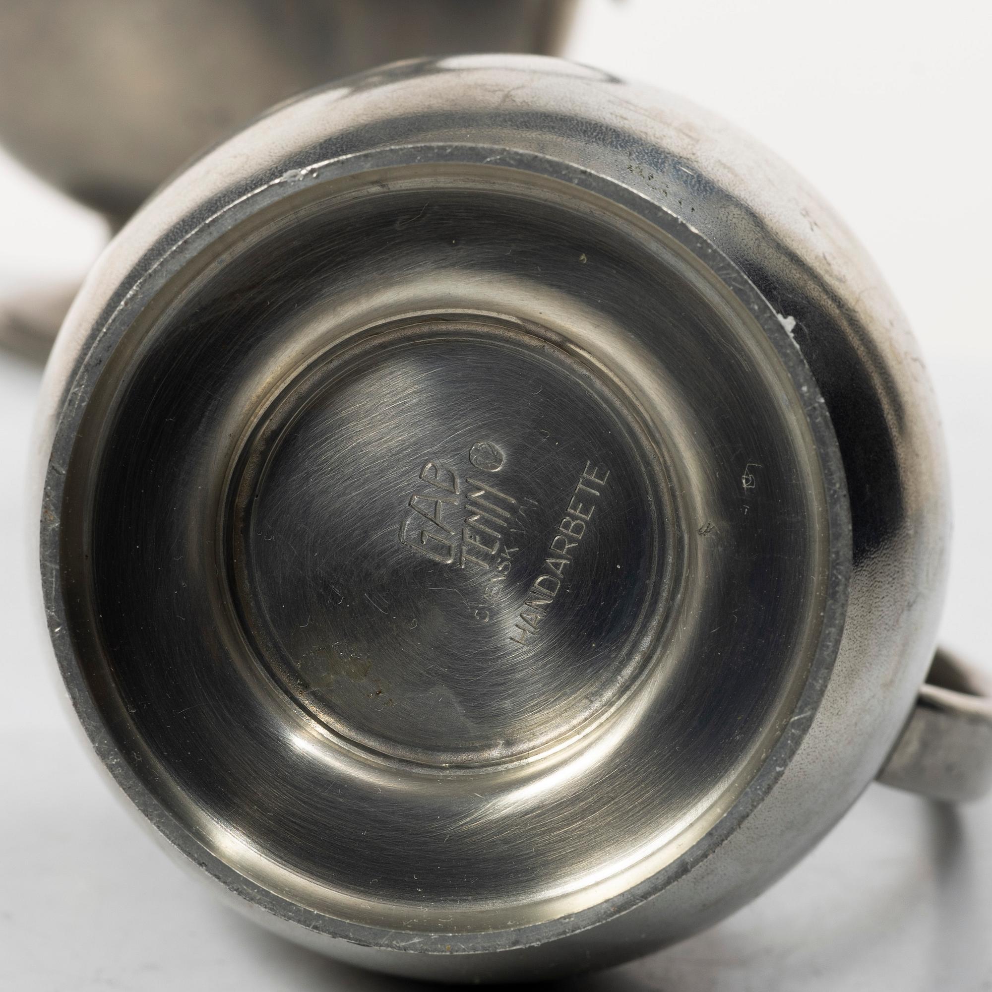 Pewter, 6 pieces, GAB and Ystad, including 1935.