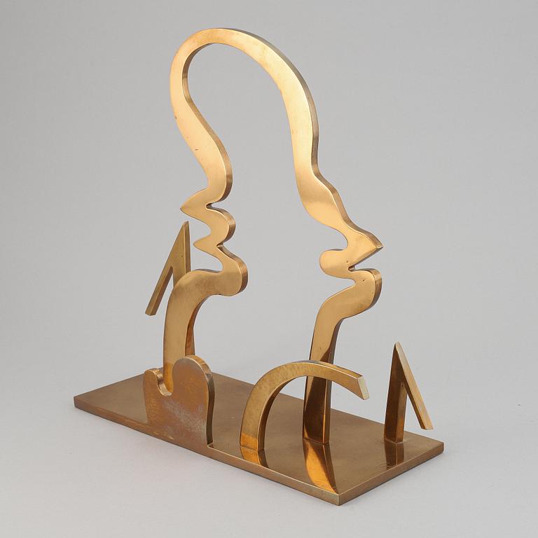 A brass sculpture by Arne Tengblad, signed and dated 81.