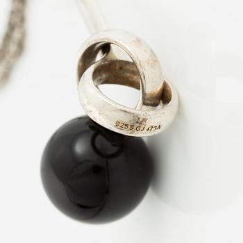 Necklace, Georg Jensen, "Sphere", design Regitze, silver with black agate.