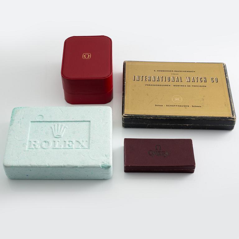Boxes, 4 pcs, Omega, Rolex, IWC, "No Reserve".