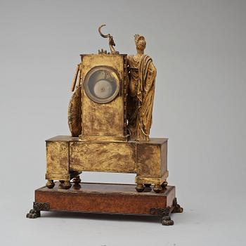 A French Empire 19th century gilt bronze mantel clock by Rieussec.