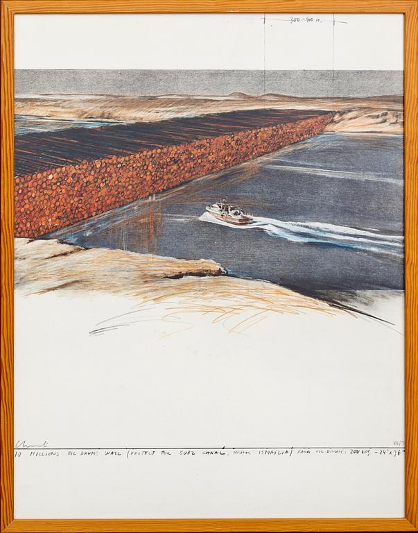 CHRISTO & JEANNE-CLAUDE, färgserigrafi, 1972, signerad med blyerts och numrerad 56/70.