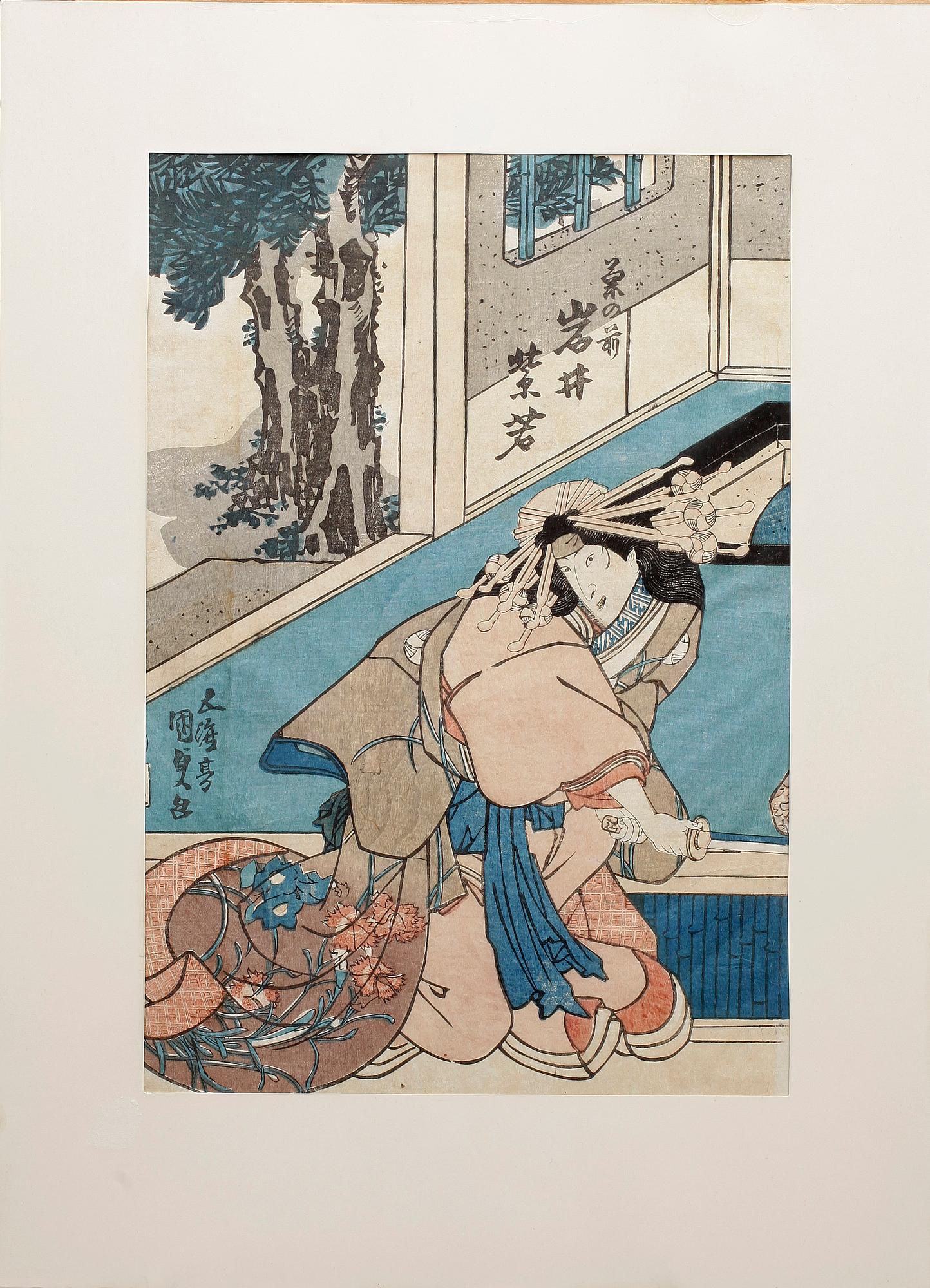 UTAGAWA KUNISADA (TOYOKUNI III), träsnitt, 2 st.
