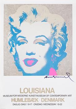 Andy Warhol · ANDY WARHOL, utställningsaffisch, Louisiana, Marilyn Monroe, signerad.