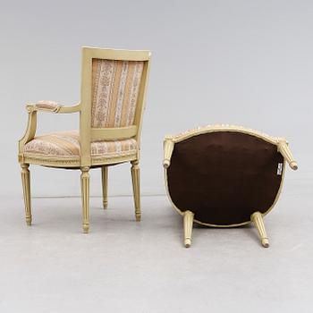 KARMSTOLAR, 1 par, gustaviansk stil, 1900-talets mitt.