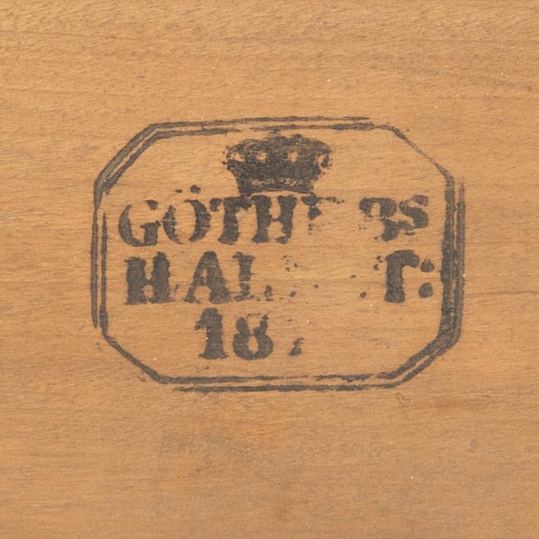 Drop-leaf table signed JA Åkerman's furniture factory Gothenburg Empire period 1810-20s.