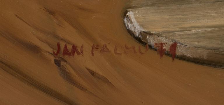 Jan Palmu, oil on boars, signed and dated -79.