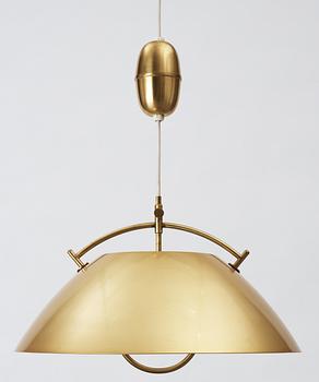 A Hans J Wegner brass hanging lamp by Louis Poulsen, Denmark.