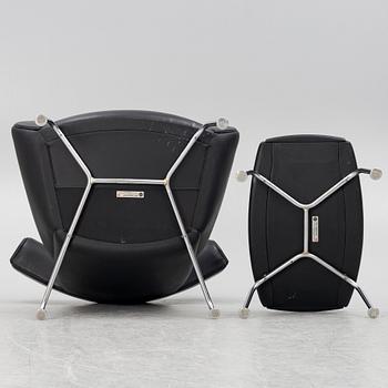 Hans J. Wegner, fåtölj med fotpall, "Ox Chair", EJ-100, Erik Jørgensen Møbelfabrik A/S, Svendborg, Danmark.