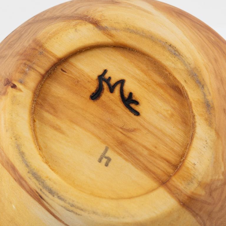 Magnus Ek, a set of four wood and silver snacks holders for Oaxen Krog.