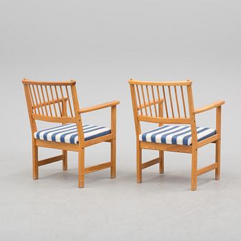 A Yngve Ekström pine armchairs, second half of the 20th century.