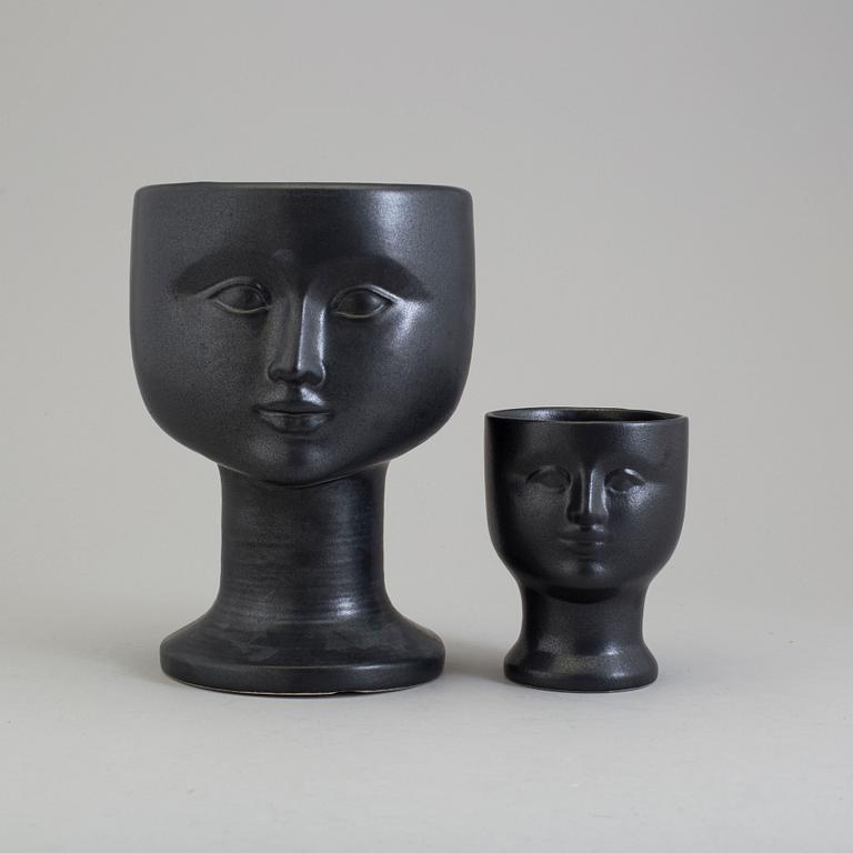 Two Lisa Larson flower pots, Gustavsberg, Sweden.
