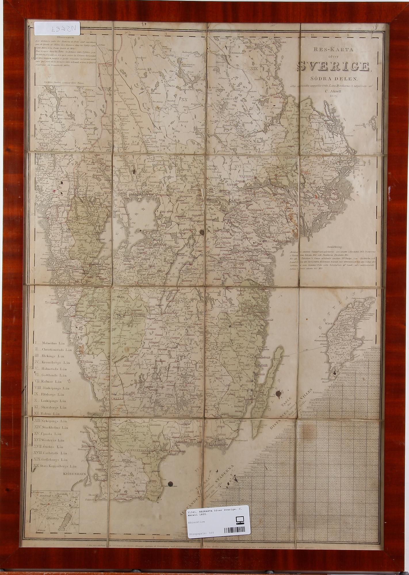 RESKARTA öfver Sverige. C. Akrell 1855.