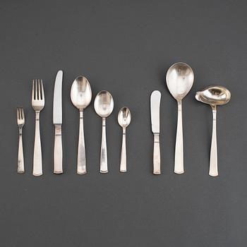 JACOB ÄNGMAN, a 'Rosenholm' part silver cutlery, GAB, Stockholm, 1950/60s (63 pieces).
