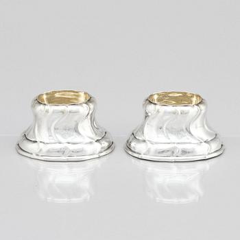 A pair of Swedish 18th century parcel-gilt salt-cellars, mark of  Stephan Westerstråhle the elder, Västervik 1763.