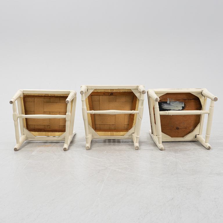 Stolar, 6 st olika, gustavianska Lindomearbeten. 17/1800-tal.