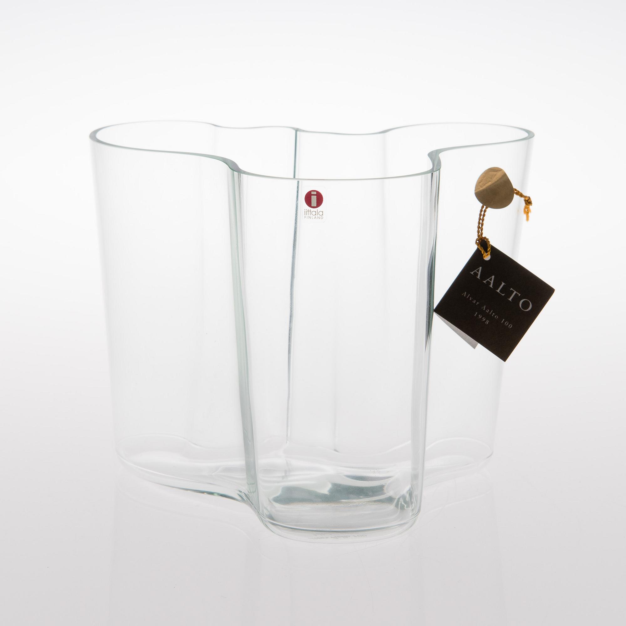 ALVAR AALTO, VAS, glas, "Savoy", märkt "Alvar Aalto 100 Iittala 1998".